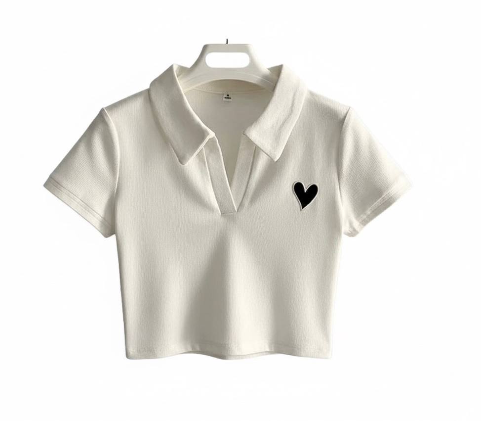 کراپ آستین کوتاه یقه دار